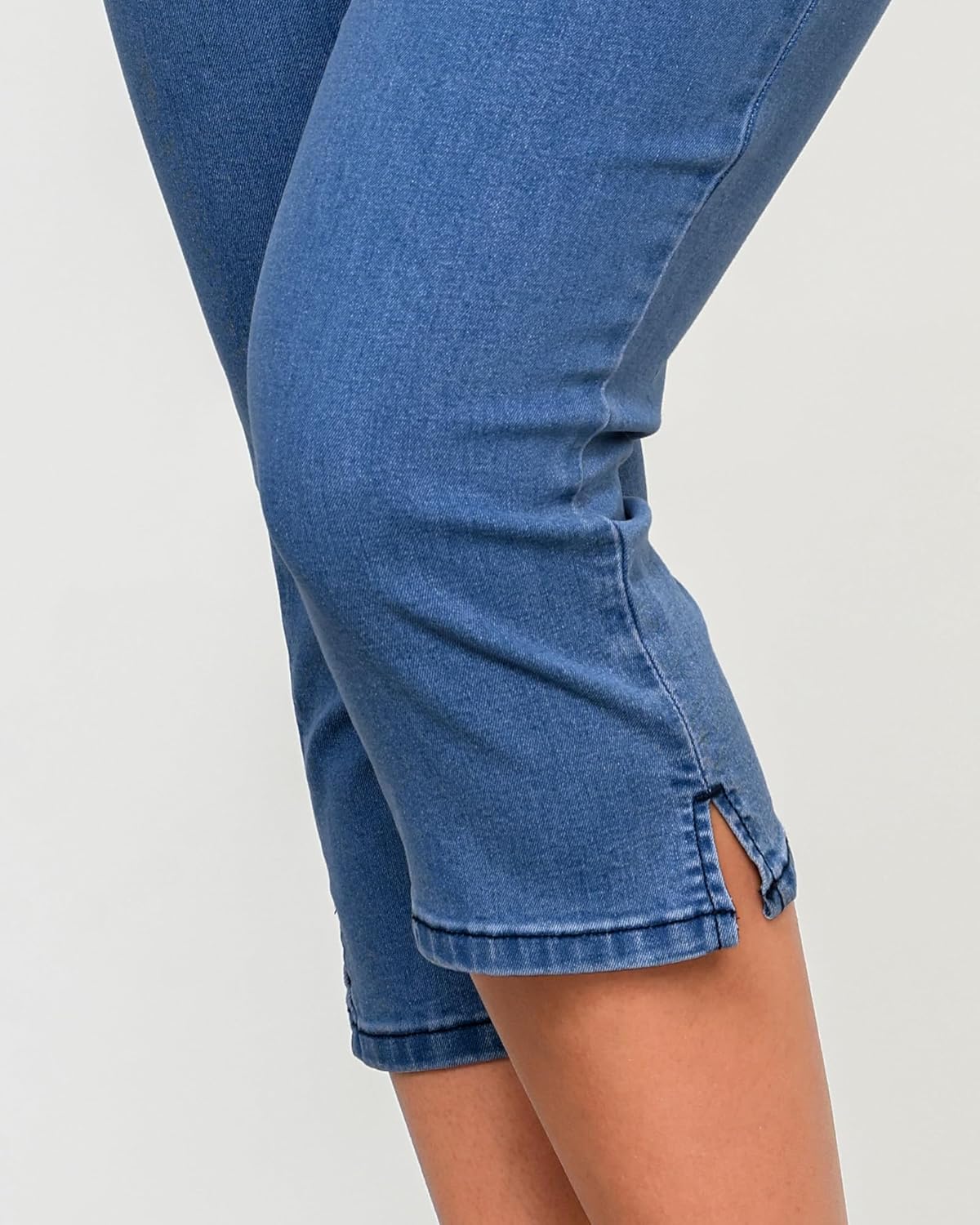 GRAPENT Capris Jeans for Women High Waisted Trendy Pull On Elastic Waist Split Hem Skinny Stretchy Denim Capri Pants - Image 5