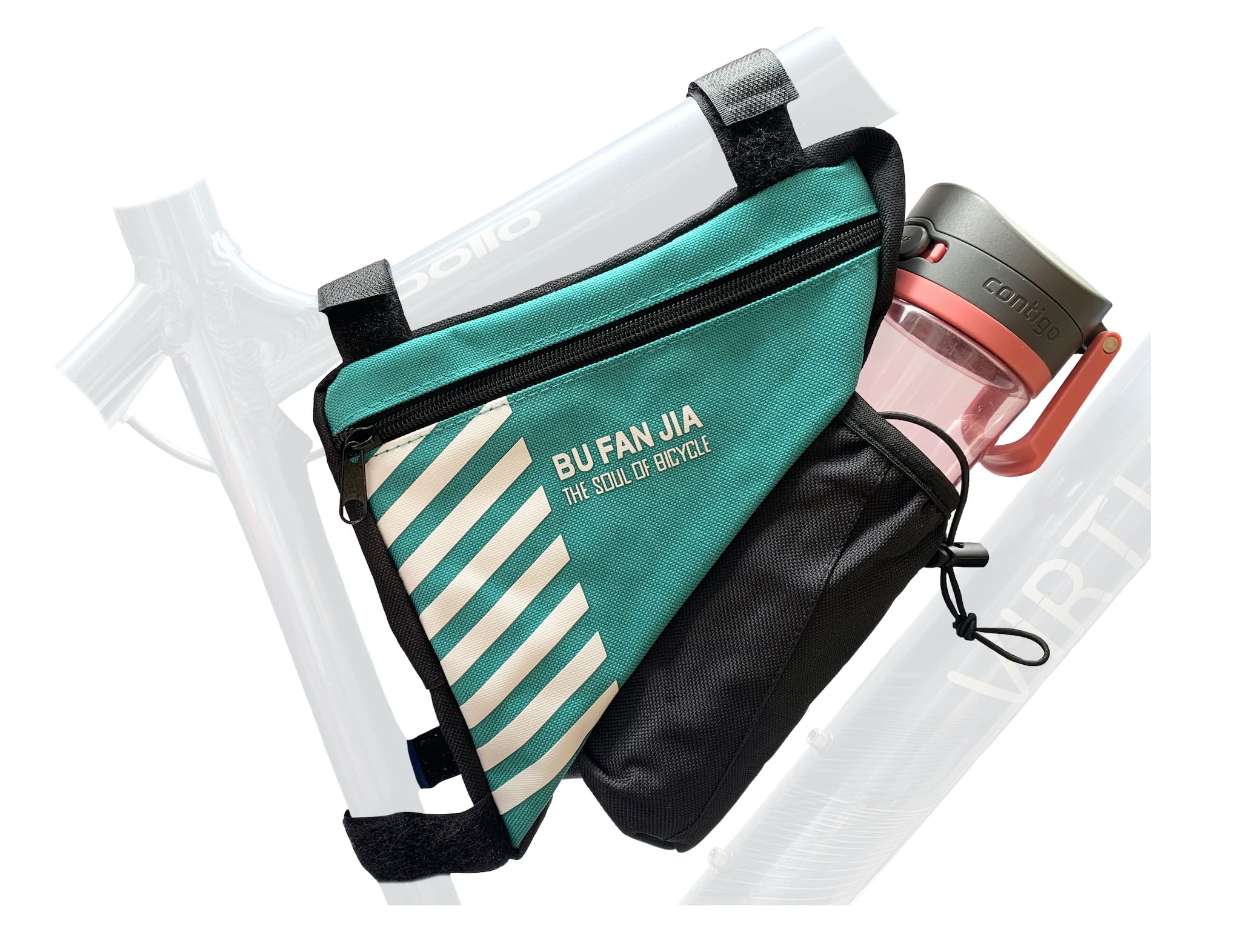 Bike Frame Bag With Bottle Holder- Waterproof Cycling Wallet- Multifunctional Bicycle Triangle Pouch for Road & Mountain Bikes - Image 2