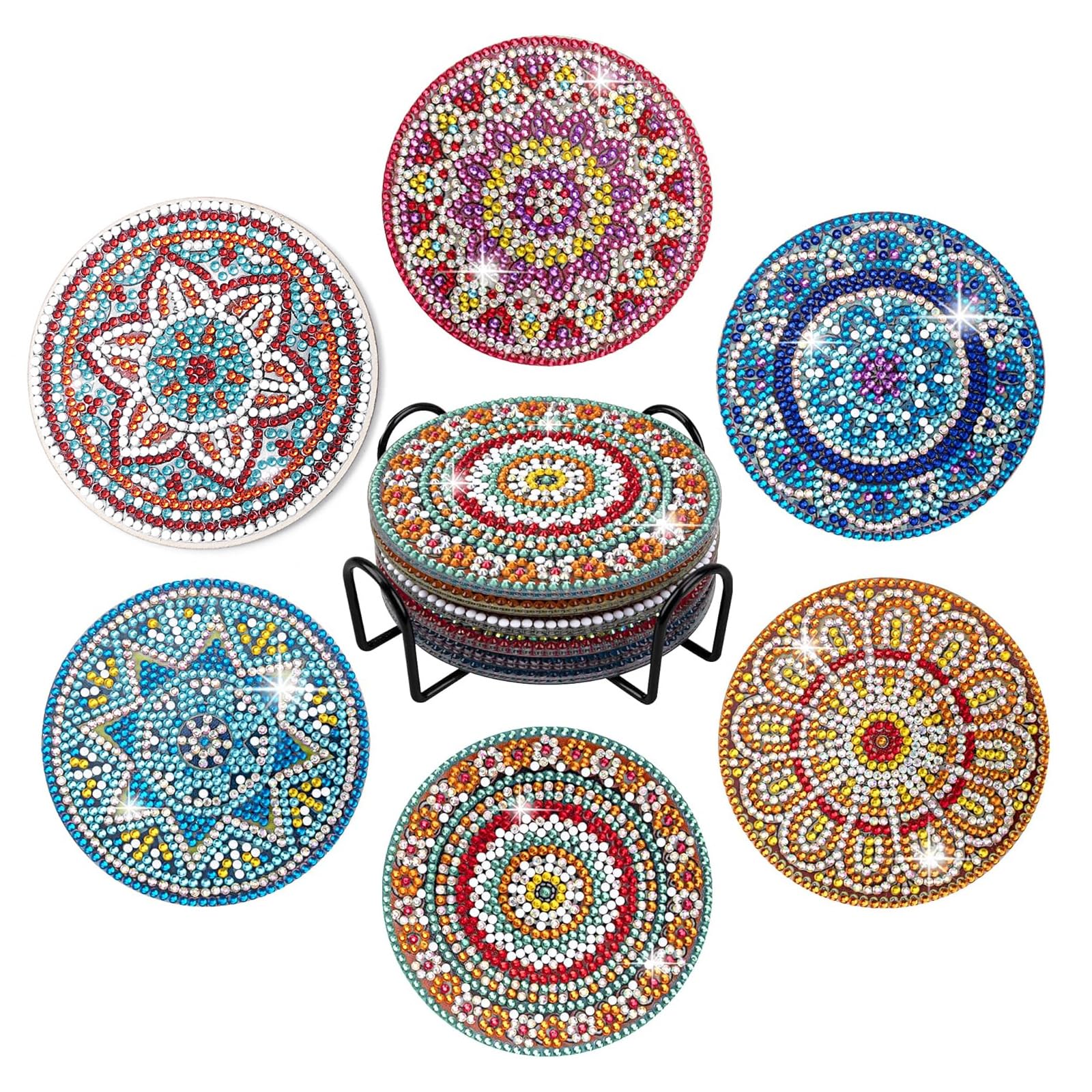 6-Piece Diamond Painting Coasters Set, DIY Kit for Adults, Decorative Tabletop Drink Coasters for Coffee Mugs and Teacups-image-37