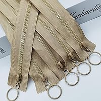 Vista 3 de Cremalleras de resina, 10 unidades de cremalleras que no separan con tiradores de anillo, cierre de plástico #3 para ropa, bolsos de bricolaje