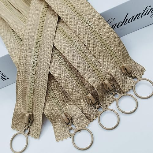 Miniatura 3 de Cremalleras de resina, 10 unidades de cremalleras que no separan con tiradores de anillo, cierre de plástico #3 para ropa, bolsos de bricolaje,