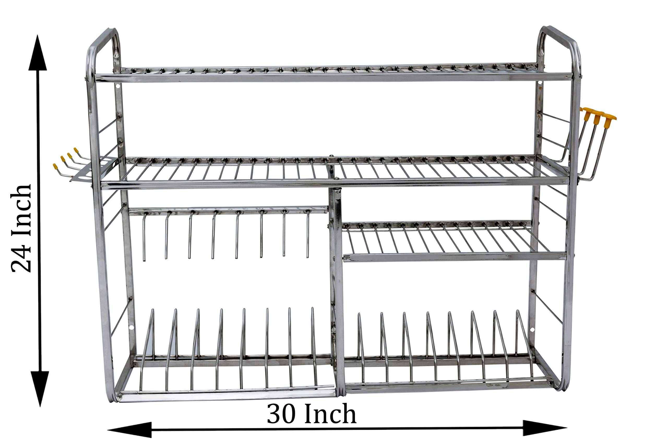 Bastidores de cocina de acero inoxidable para montaje en pared | Estante para platos con cubiertos y soporte de cocina | Soporte modular de cocina Bartan | Artículos organizadores de cocina