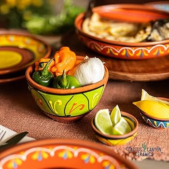 Amazon.com: Cactus Canyon Ceramics Salsa Bowls - Spanish