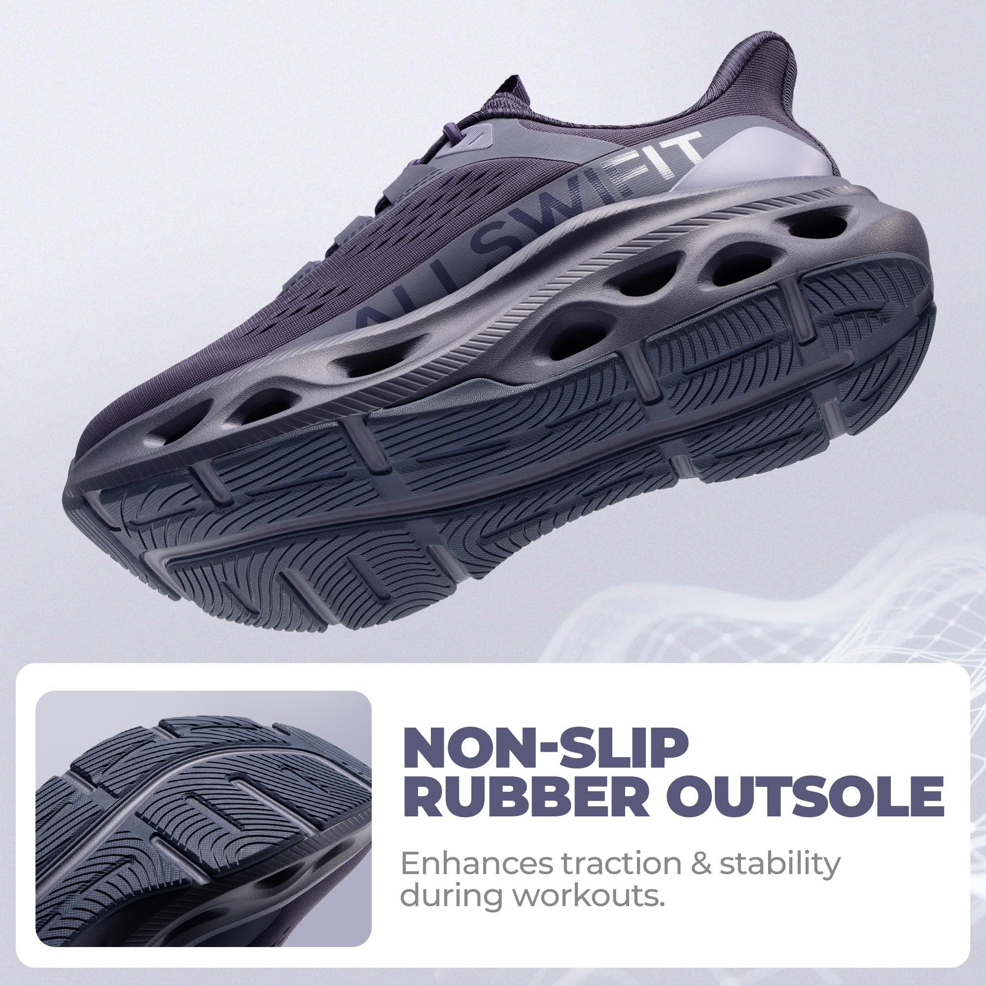 ALLSWIFIT Zapatillas de senderismo para mujer, sin cordones, con manos libres, antideslizantes, cómodas, para entrenamiento, gimnasio, atletismo, casual, transpirables, para correr, tenis MoveSlide