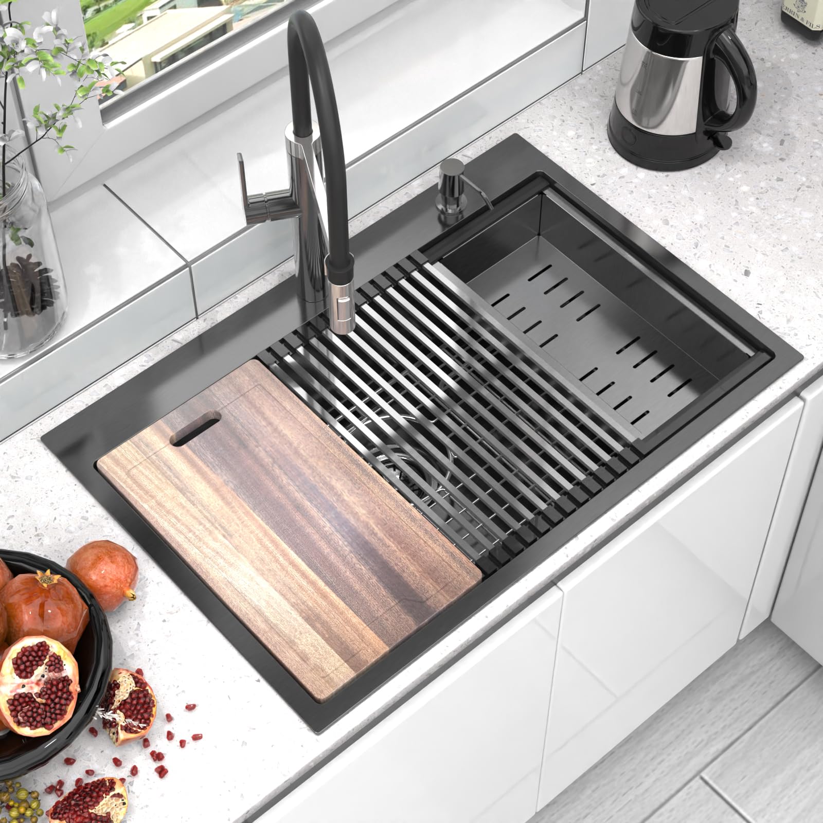 33 inch Black Kitchen Sink Drop in Sink 33