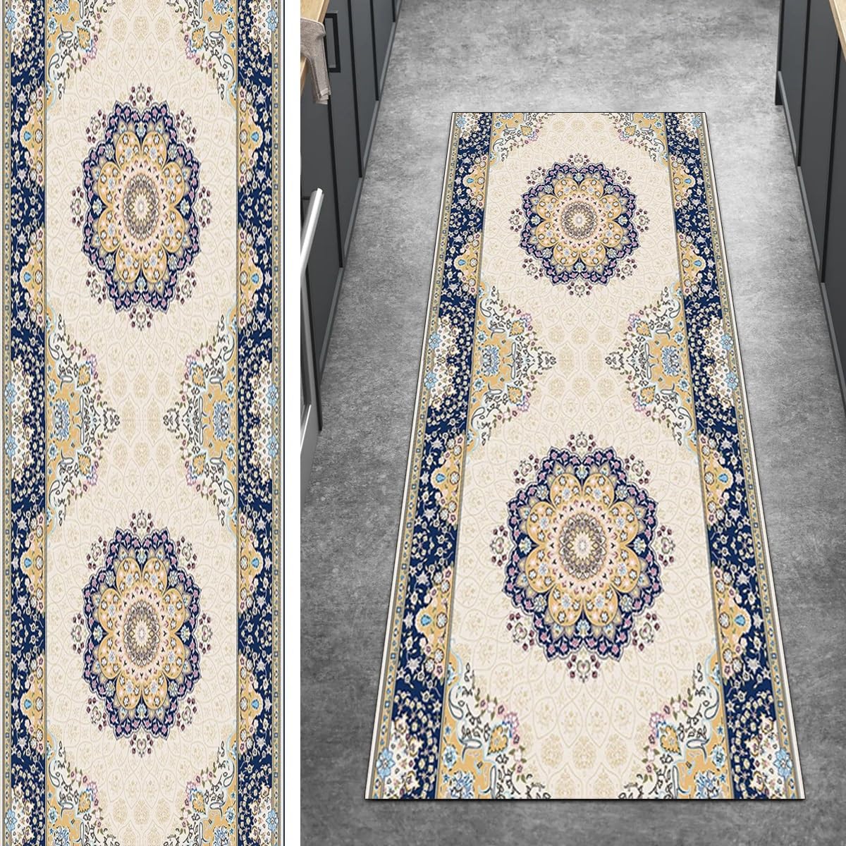 Alfombra de pasillo antideslizante y lavable con base segura