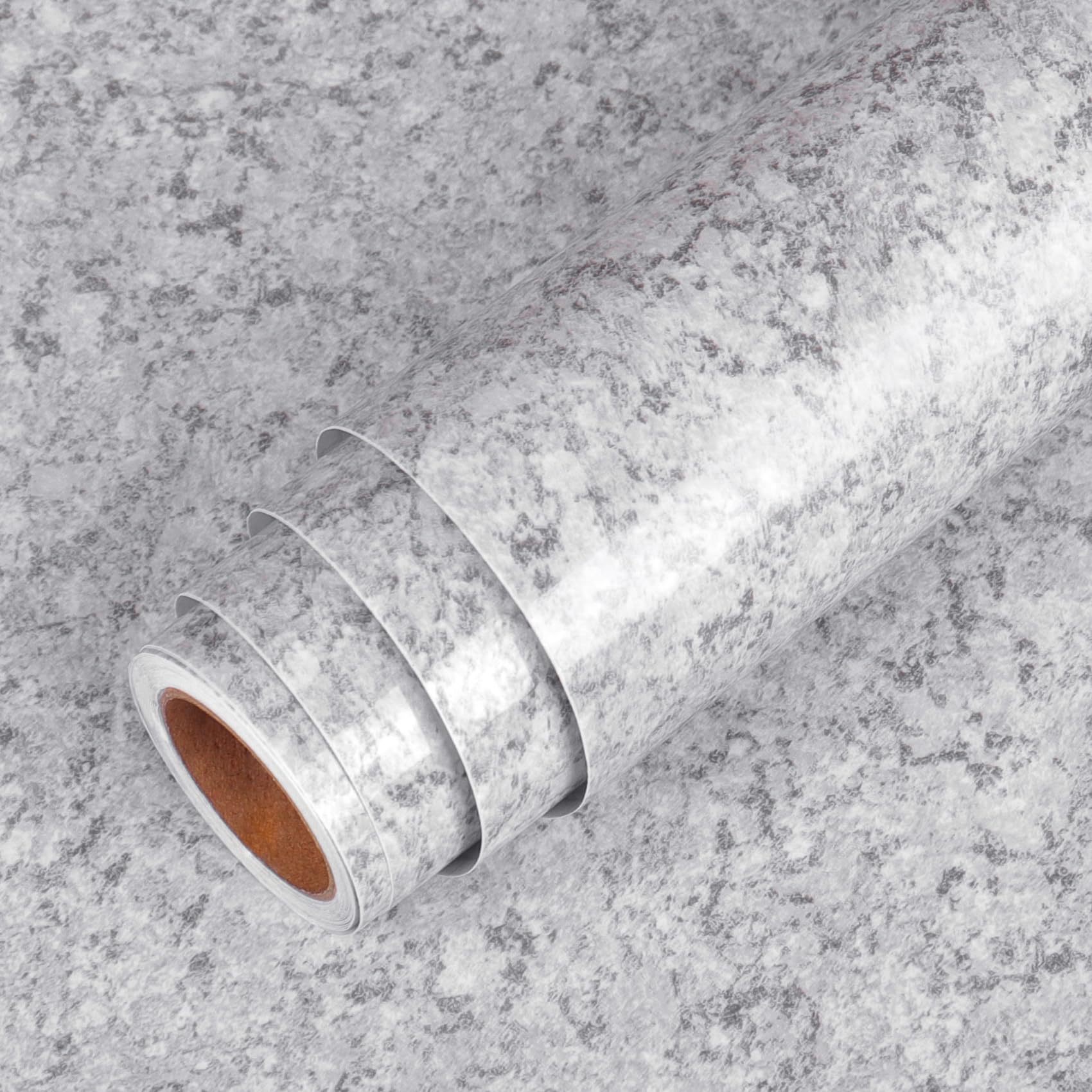 LaCheery Efecto Granito Vinilo Adhesivo Muebles Gris Claro Brillante Papel Encimera Cocina 90cm x 400cm Papel Adhesivo para Muebles Vintage Imperméable Rollo Revestimiento Pared para Mesa Encimera