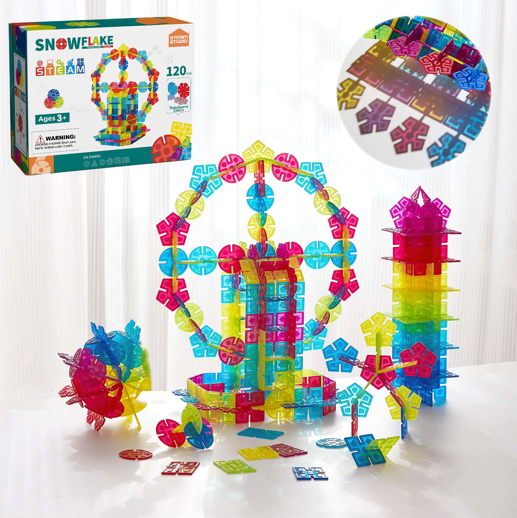 STEAM STUDIO Kids Toys Snowflakes Building Interlocking Plastic Disc ...