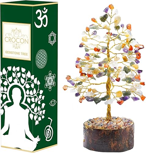 Miniatura 9 de Crocon -árbol tipo bonsai con piedras preciosas, naturales, curativas para buena suerte, riqueza y prosperidad, regalo espiritual de 10 a 12 pulgadas