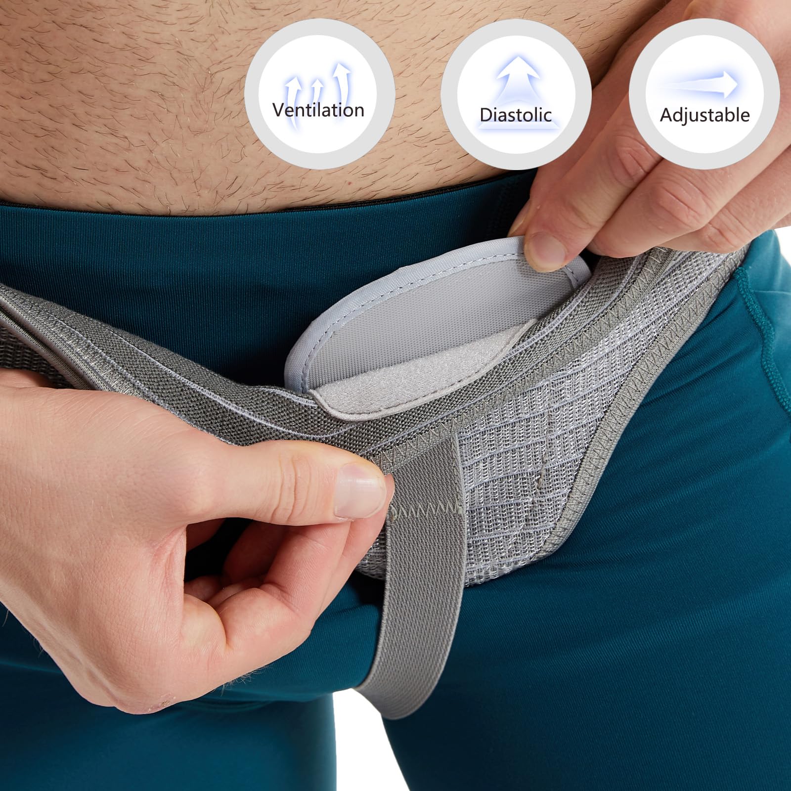 Cinturón para hernia inguinal I Para lado derecho e izquierdo I Cinturón para hernia I Cinturón postoperatorio para hernia inguinal para hombres | Elasticidad ajustable