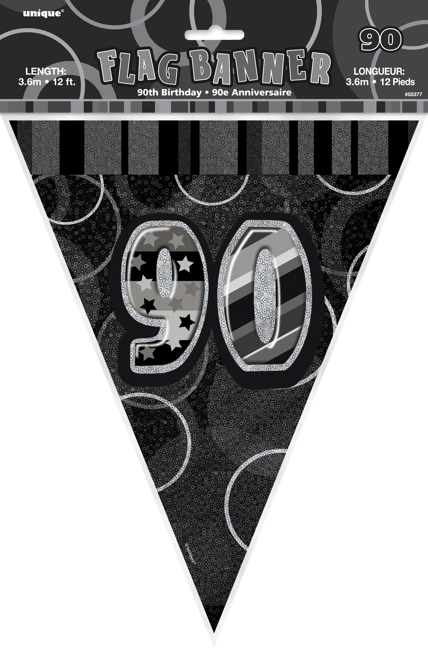 Unique Party 92068 - 9ft Foil Glitz Pink Happy 80th Birthday Banner — view 163