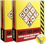 Ring Binder Depot SDS Binder, Lourds 3 Ring Binder avec 1.5 dans les centres de capacités 250 Pages, Trilingue avec EnglishSpanishFrench, Fiches de données de sécurité durables et très visibles, jaune