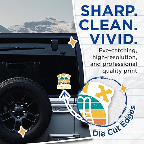 Miniatura 2 de (2 Pack) Retro Gen X Stickers - Metal Slide Nostalgia - Vintage 1980s 1990s Design - 5" On Longest Side - Sticks to Smooth Flat Surfaces - Made in