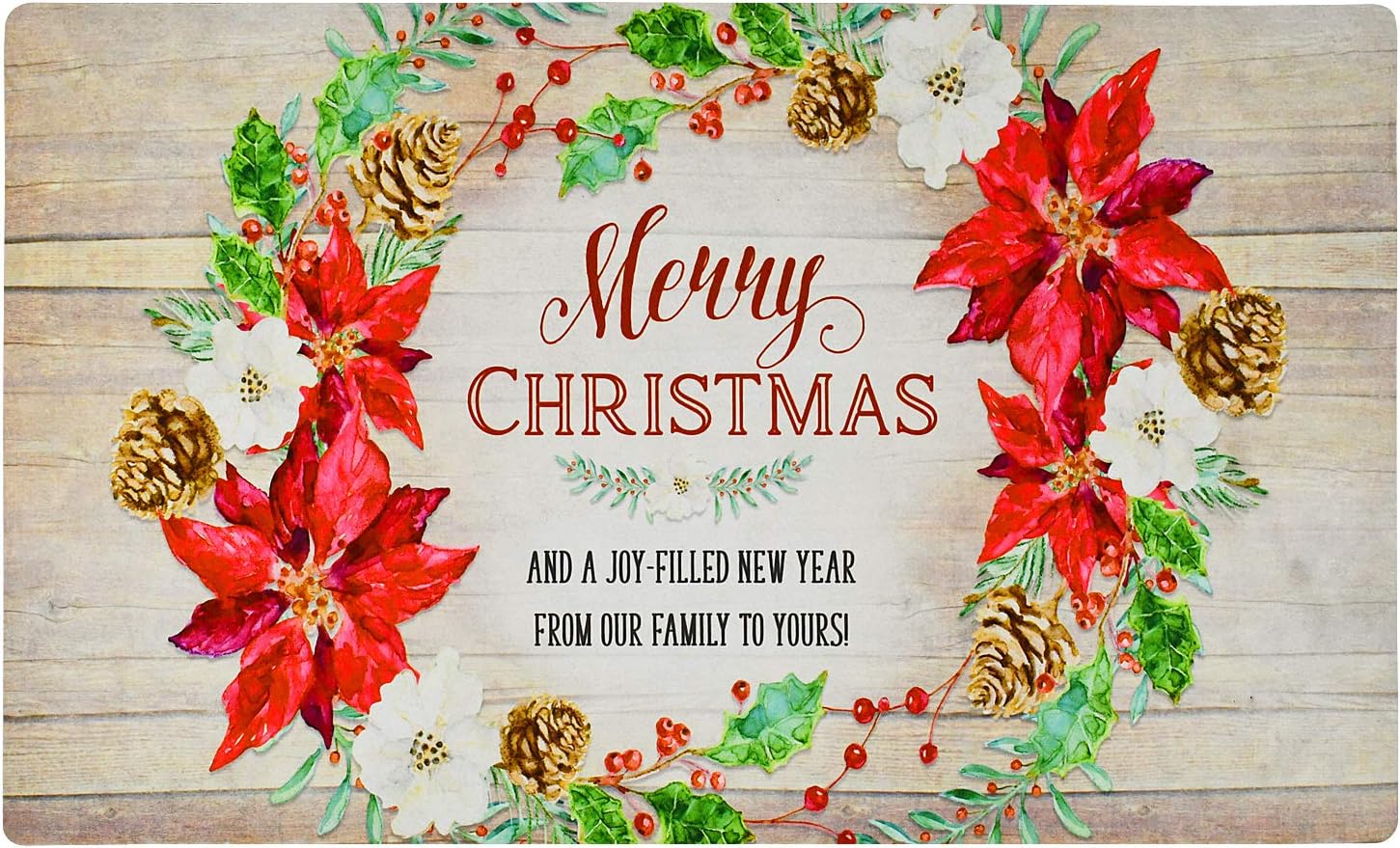 E-view Christmas Mat Decorative Holiday Rugs Indoor Outdoor Rubber Back Front Door Welcome Mats Winter Doormats for Porch Entrance Entryway (Merry Christmas)