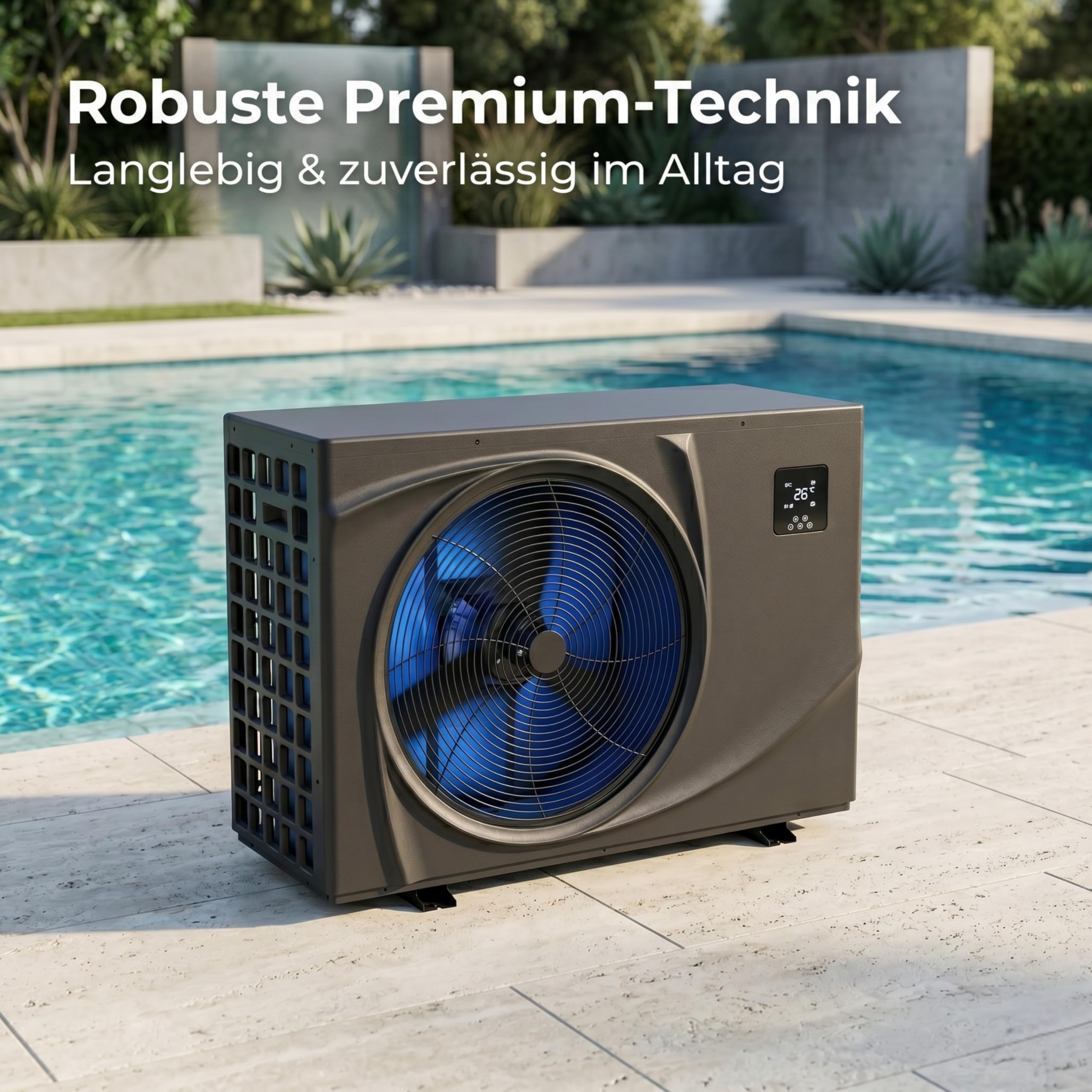 poolomio® Pool Wärmepumpe 15–35m³ NET Inverter 06 bis 6kW | Ultra leise Poolheizung mit WiFi App | Energieeffizient (COP 13,6) | Heizen & Kühlen | bis -10°C | Full Inverter