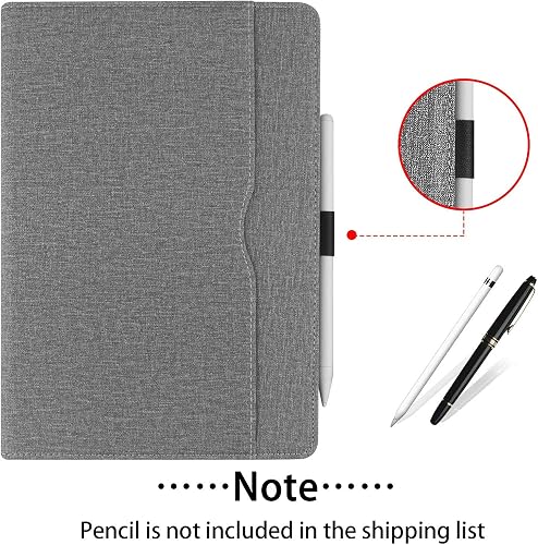 New iPad 10.2 inch Case 2021/2020/2019 [ 9th / 8th / 7th Generation ] Leather Cover with Apple Pencil Holder, Corner Protection, Auto Wake/Sleep and Stand Folio Multiple Viewing Angles, Gray Denim - 8