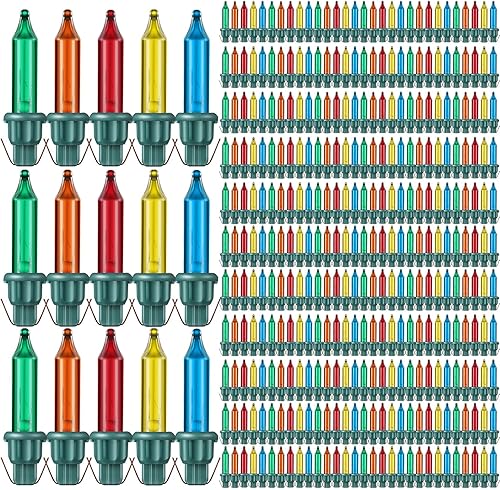 Mudder 800 mini bombillas de repuesto para árbol de Navidad, 2.5 V, incandescentes, luces de vidrio con base, decoración de Navidad para interiores