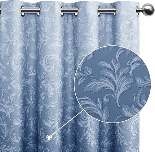 Miniatura 2 de JIUZHEN París - Cortinas de damasco con estampado de cachemira para sala de estar, aislamiento térmico, reducción de ruido, patrón floral, con