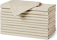 Amazon Basics Reusable Stain & Wrinkle Resistant Cloth Napkins, 17x17 Inch Beige, 12-Pack - Durable & Machine Washable