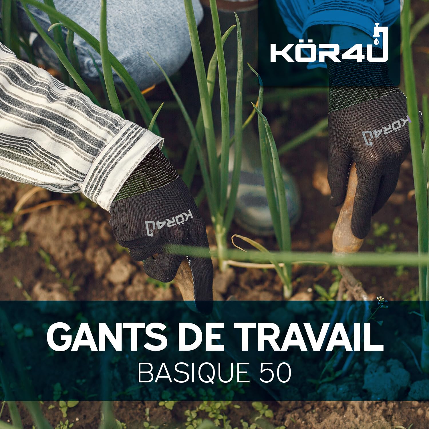 kör4u Lot de 140 paires de gants de travail respirants et revêtus pour la protection, gants de jardinage pour femme et mécanicien, avec revêtement PU de haute qualité, fins et légers