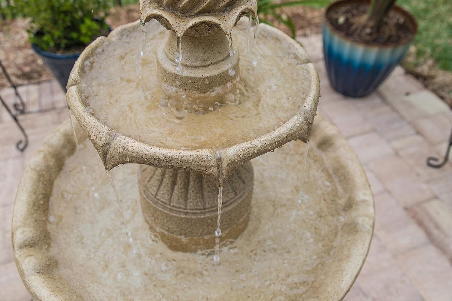 Kenroy Home Classic Outdoor Solar Floor Fountain ,44 Inch Height, 22 Inch Width, 22 Inch Ext. with Sandstone Finish : Patio, Lawn & Garden
