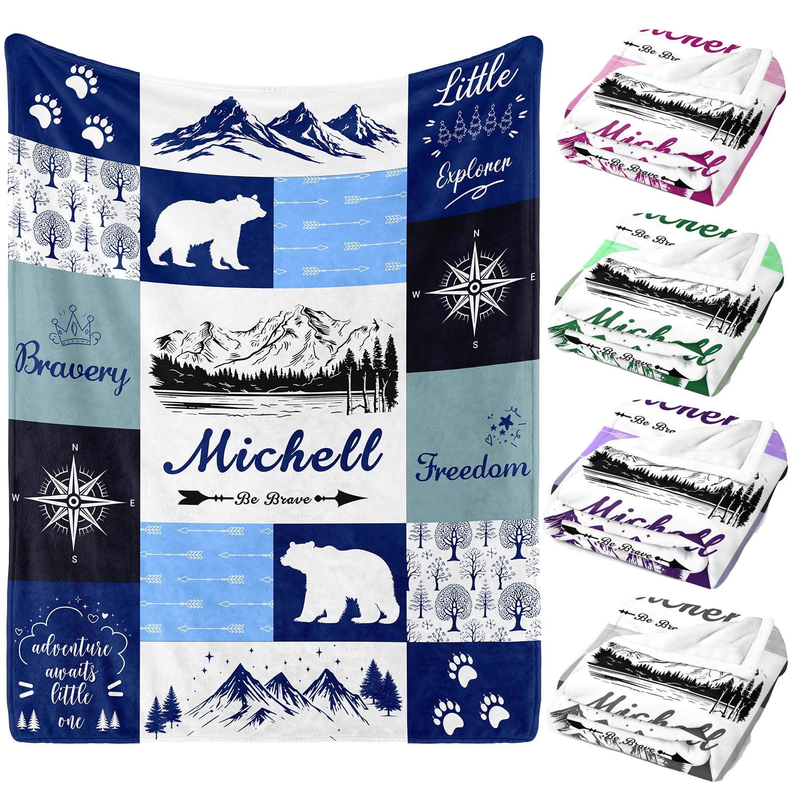 Personalized Baby Blanket with Name, Custom Baby Blankets for Boys