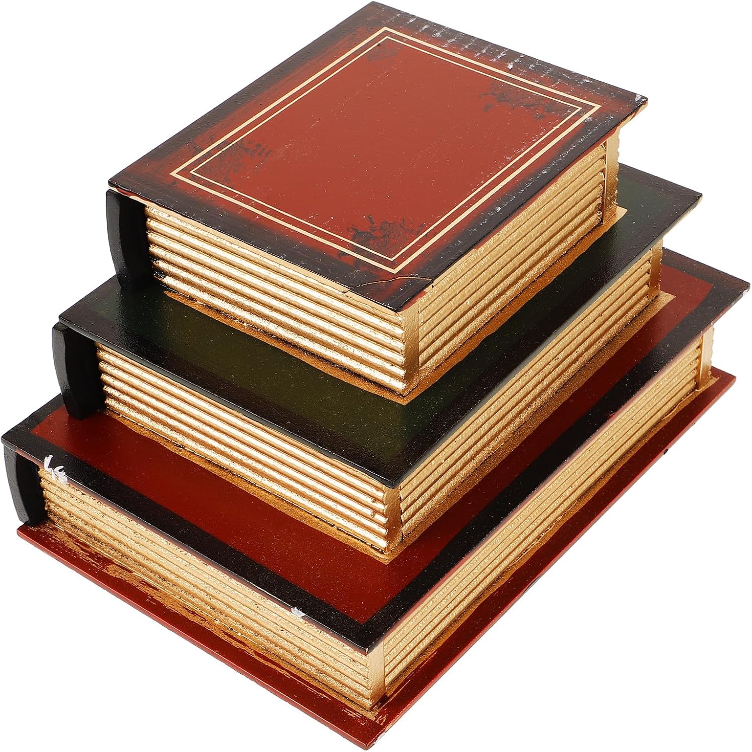 Vintage European Style False Book Storage Box, Decorative Wooden Book-shaped Jewelry Organizer for Office and Home Décor, Retro Fake Book Container for Shelf Display