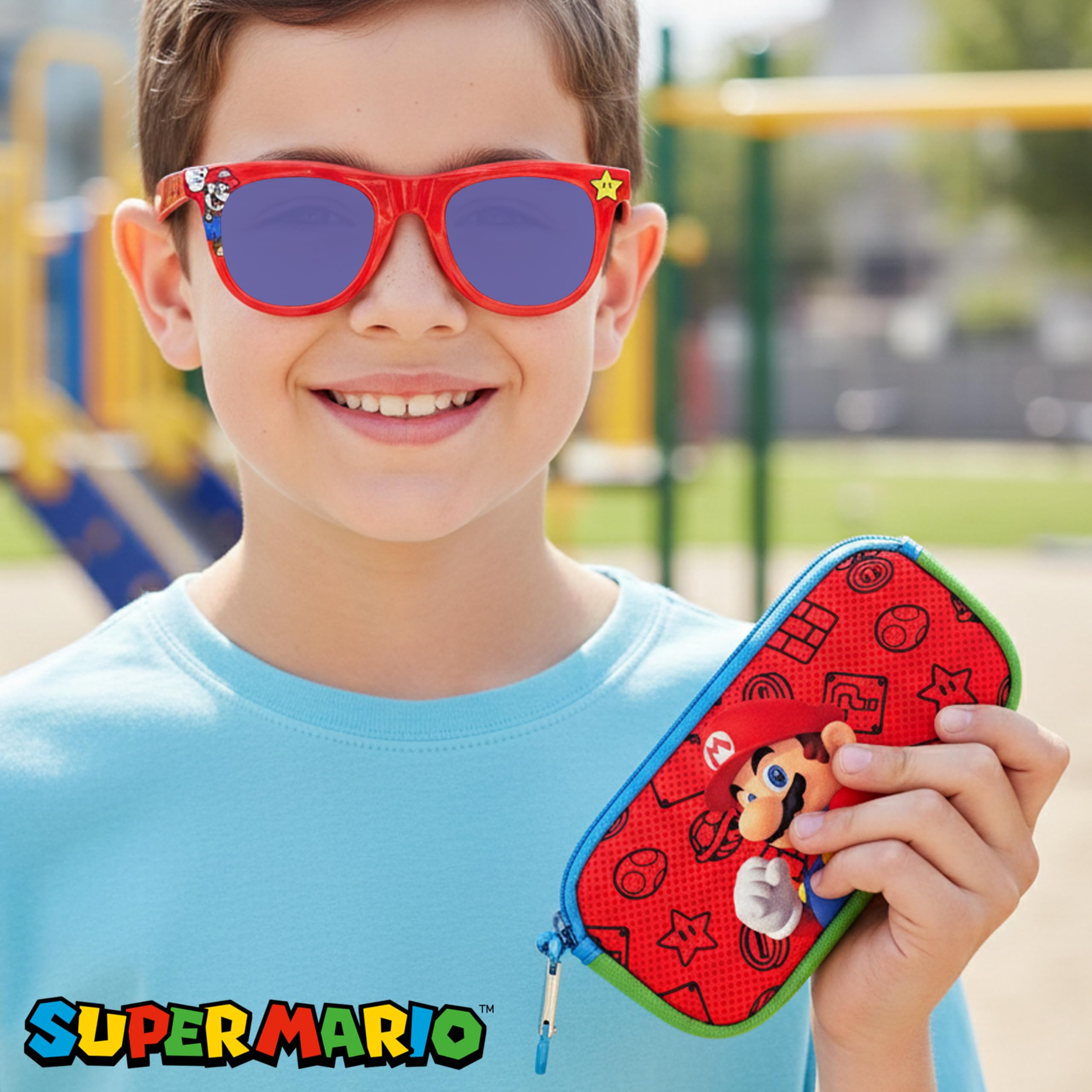 ARKAID Super Mario - Gafas de sol con funda suave | Paquete de 2 lentes con licencia oficial | UV 400 | Talla única para la mayoría de los niños