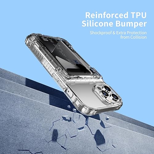 Miniatura 5 de Funda protectora transparente para iPhone 15 Pro Max con tarjetero de crédito, protección resistente, a prueba de golpes, antiarañazos,