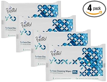 Amazon Brand - Presto! Surface Cleaning Wipes | 120 Wipes | 30 Wipes X 4 packs - image, photos