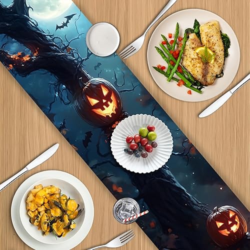 Miniatura 124 de Juego de manteles individuales y camino de mesa de muñeco de nieve y árbol de Navidad, 7 piezas (1 camino de mesa + 6 manteles individuales), diseño