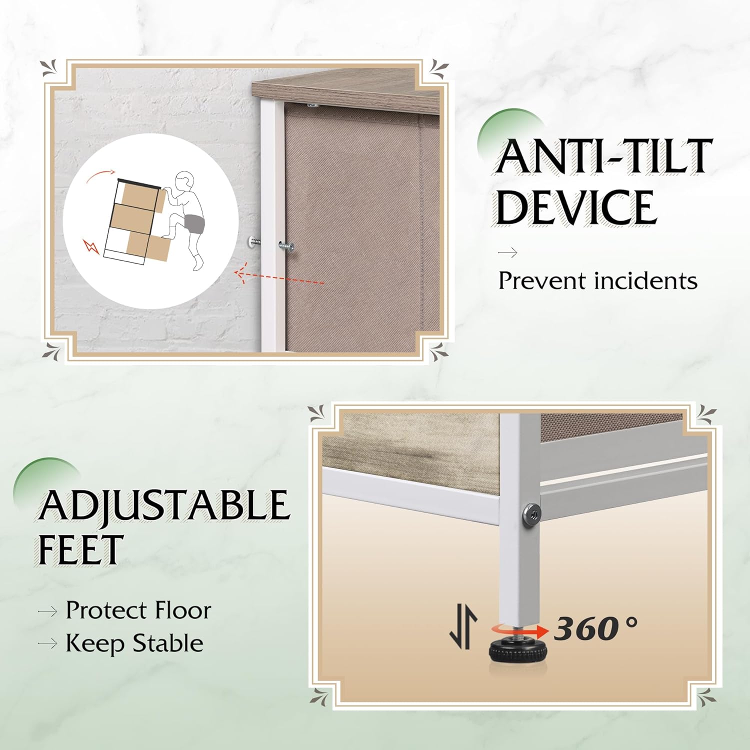 WLIVE Fabric Dresser for Bedroom, Tall Dresser with 8 Drawers, Storage Tower with Fabric Bins, Double Dressers, Chest of Drawers for Closet, Living Room, Hallway, Greige - Image 7