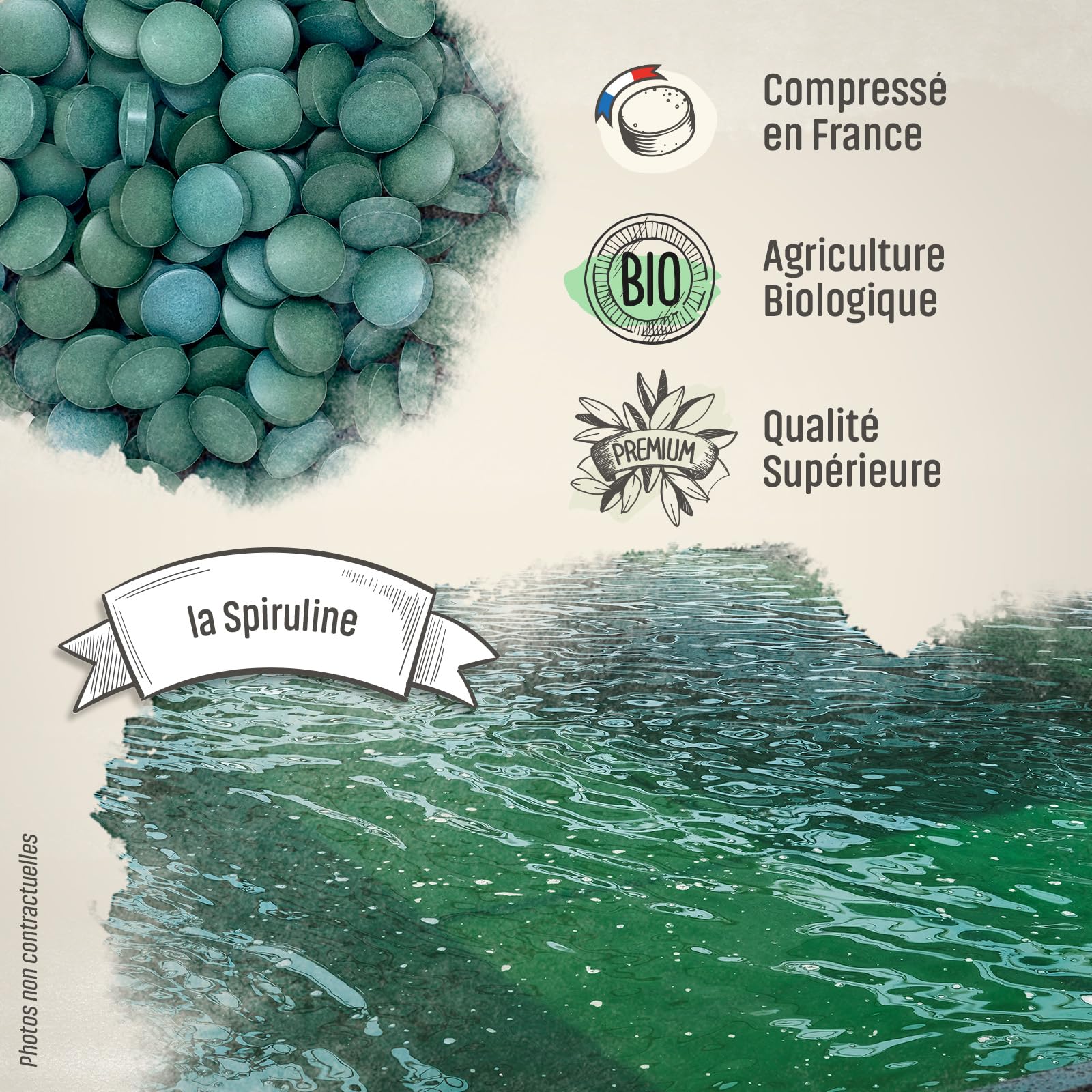 Herbes Et Plantes Spiruline Bio 1000 Comprimés 500 mg