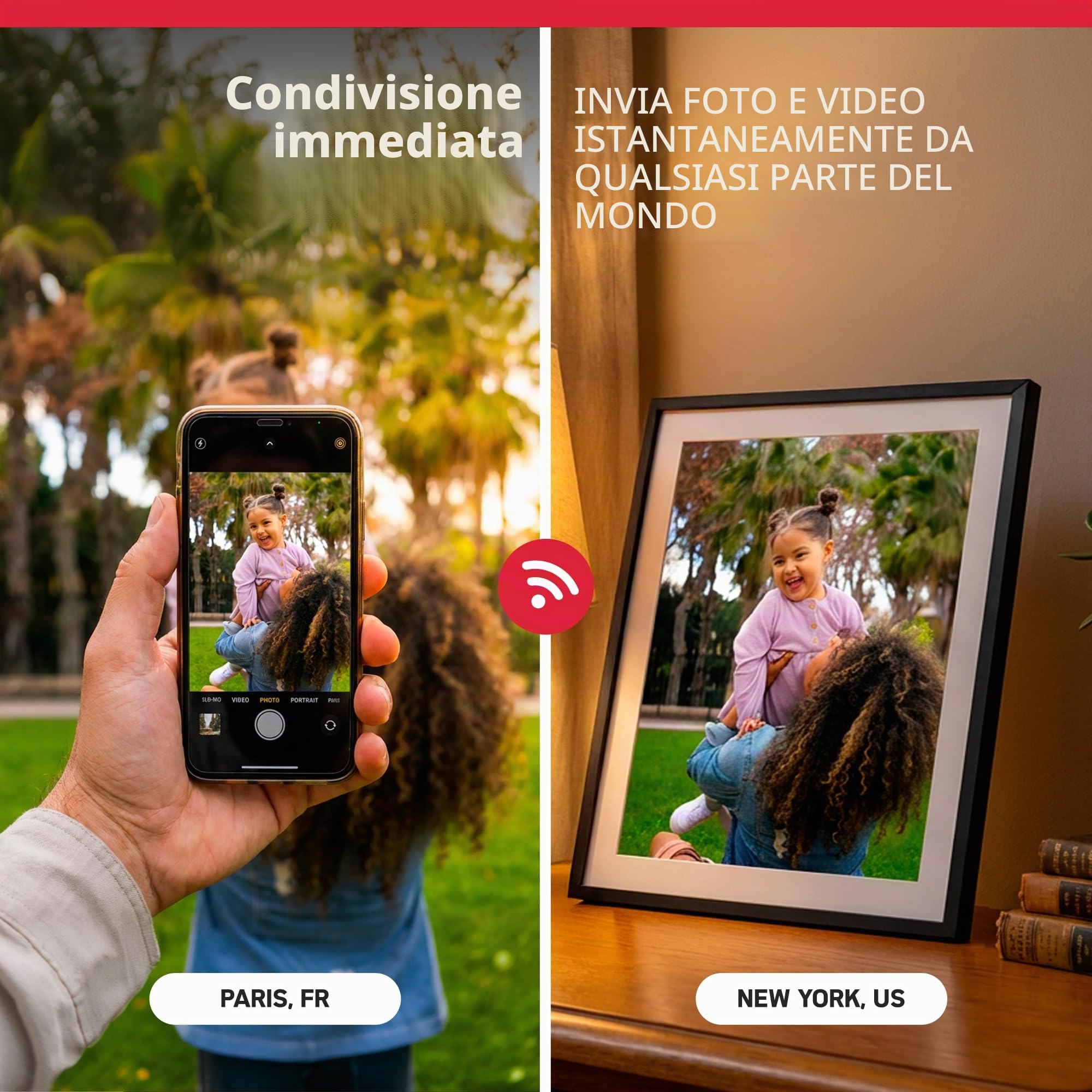 AGFAPHOTO - Realiview APF1700WIFI - Cornice digitale con connessione Wi-Fi - App Frameo, touchscreen HD da 17 pollici, memoria da 32 GB, funzioni meteo/orologio - Nero