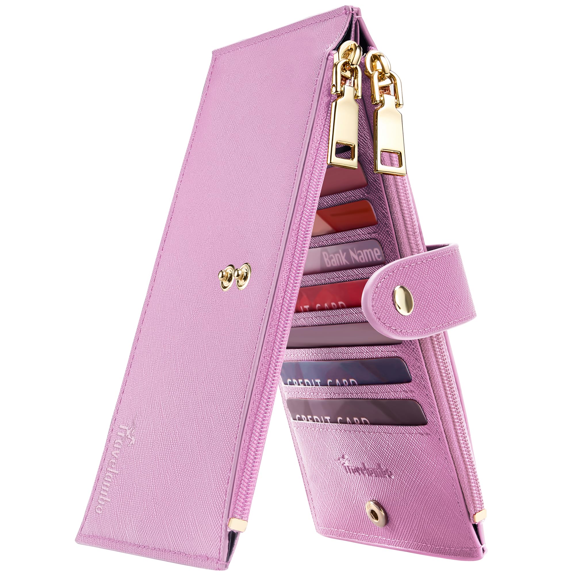 Womens Wallet RFID Blocking Bifold Multi Card Case Wallet with Zipper Pocket, Pink, one size, Minimalist