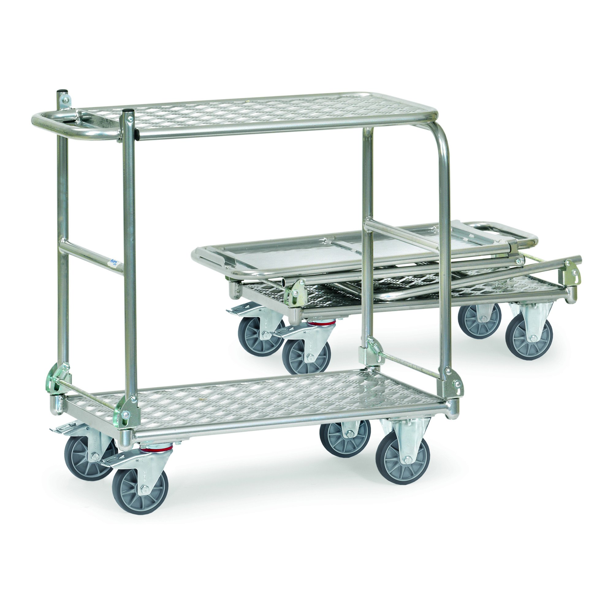 Fetra Transportgeräte mtaacpa2p Wagen mit Tablett Aluminium 2 Ablagen, 720 mm x 450 mm Plattform Durchmesser