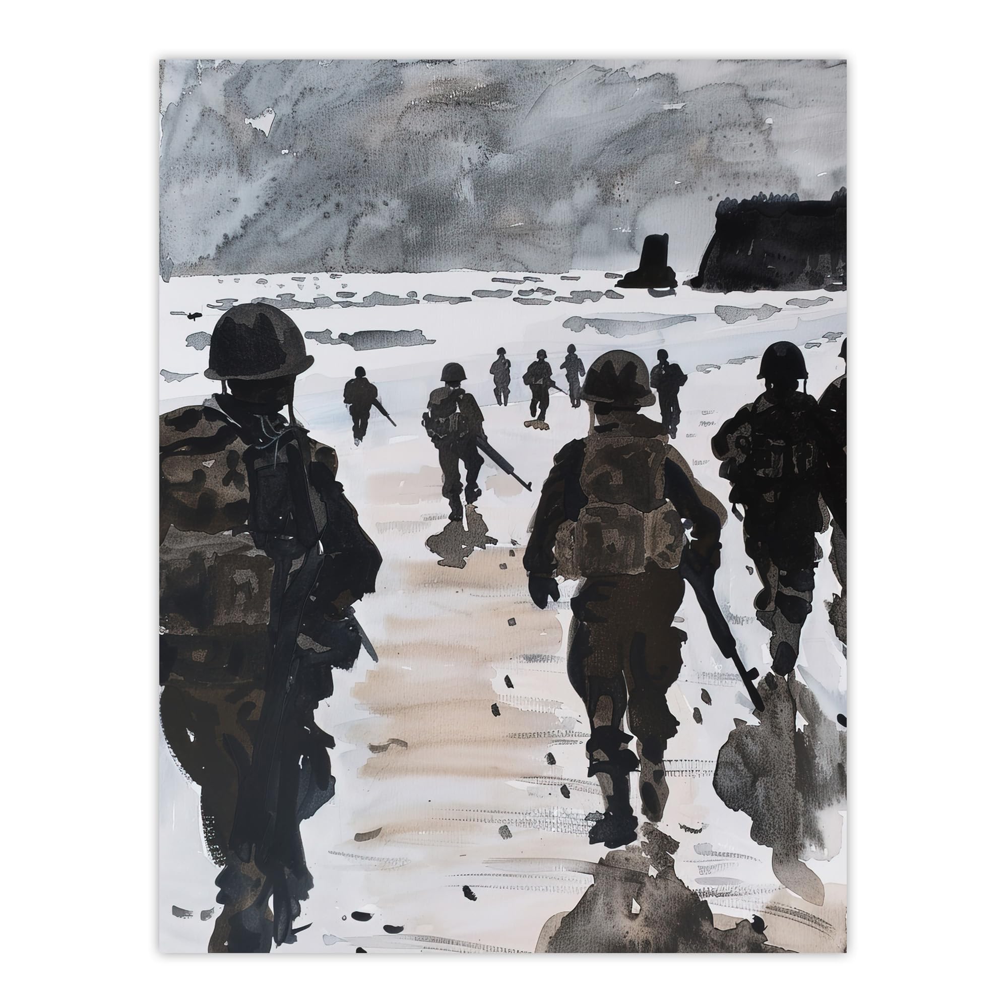 Artery8 D Day Landing Normandy Beach WWII War Soldiers Man Cave Large Wall Art Poster Print Thick Paper 18X24 Inch