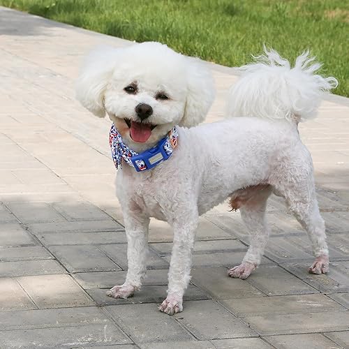 Miniatura 5 de Collar de algodón suave con pajarita para perros, lindo collar de perro con pajarita, collar de tela ajustable con patrón floral, collares de