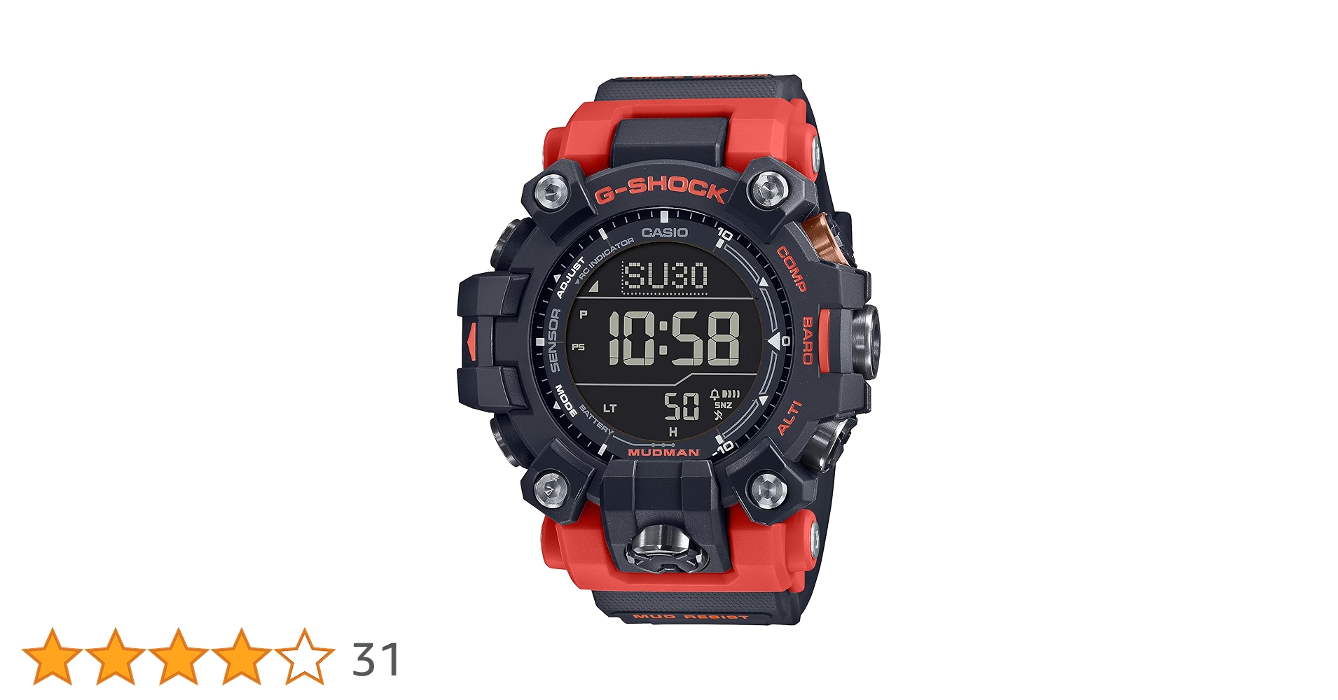 極上品 カシオ GW-9500-1A4レッド マッドマン G-SHOCK Amazon.co.jp