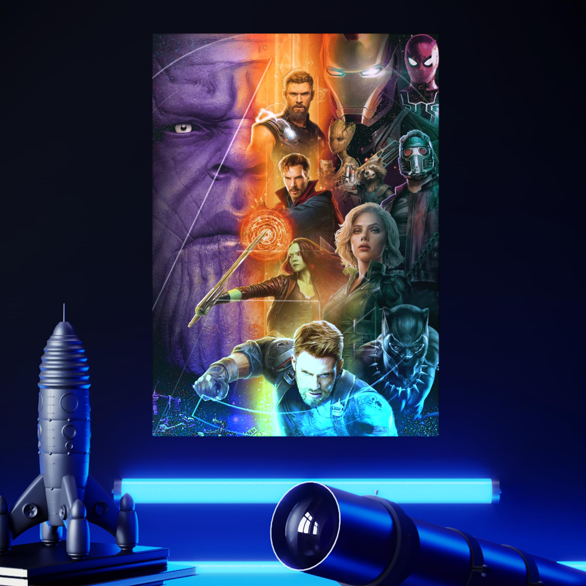 Displate Poster In Metallo - Decorazioni da Parete Decorazione Murale - Marvel - Avengers Team - 67,5 x 48 cm Matt