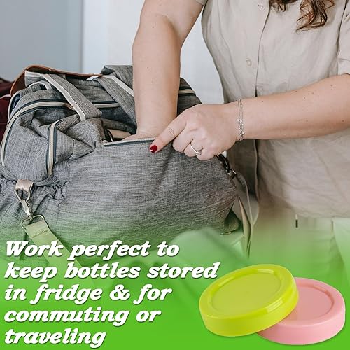 Miniatura 6 de (2 unidades) tapas de botella de viaje compatibles con botellas de Comotomo, tapas de almacenamiento para botellas de tomate Como, color rosa y verde