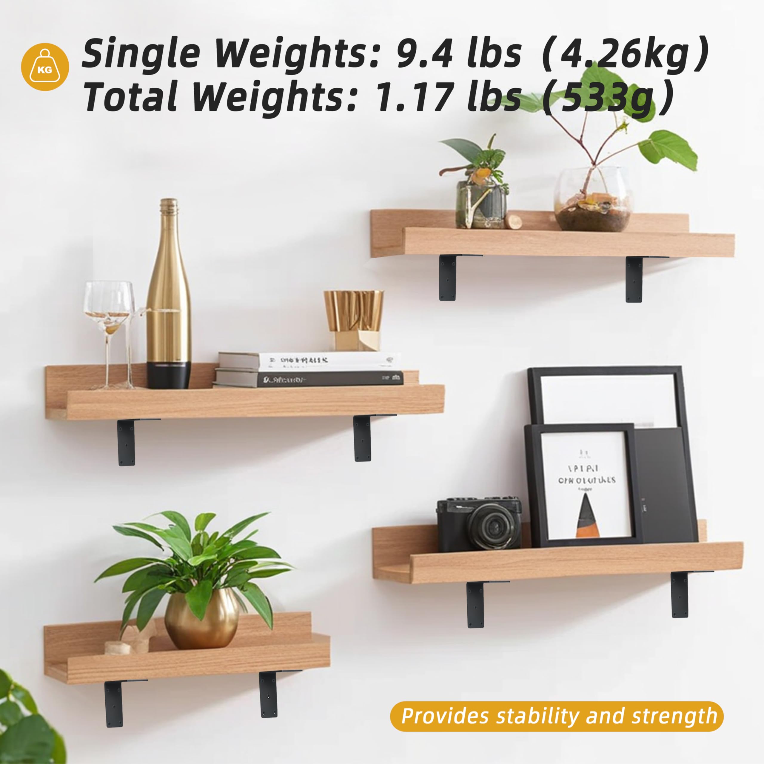 Confezione da 8 staffe angolari in acciaio resistente, 15,2 x 15,2 x 5,2 cm, staffa angolare a L, spessore 4 mm, staffa angolare in metallo per giunti in metallo, mensole in legno, supporto per mobili