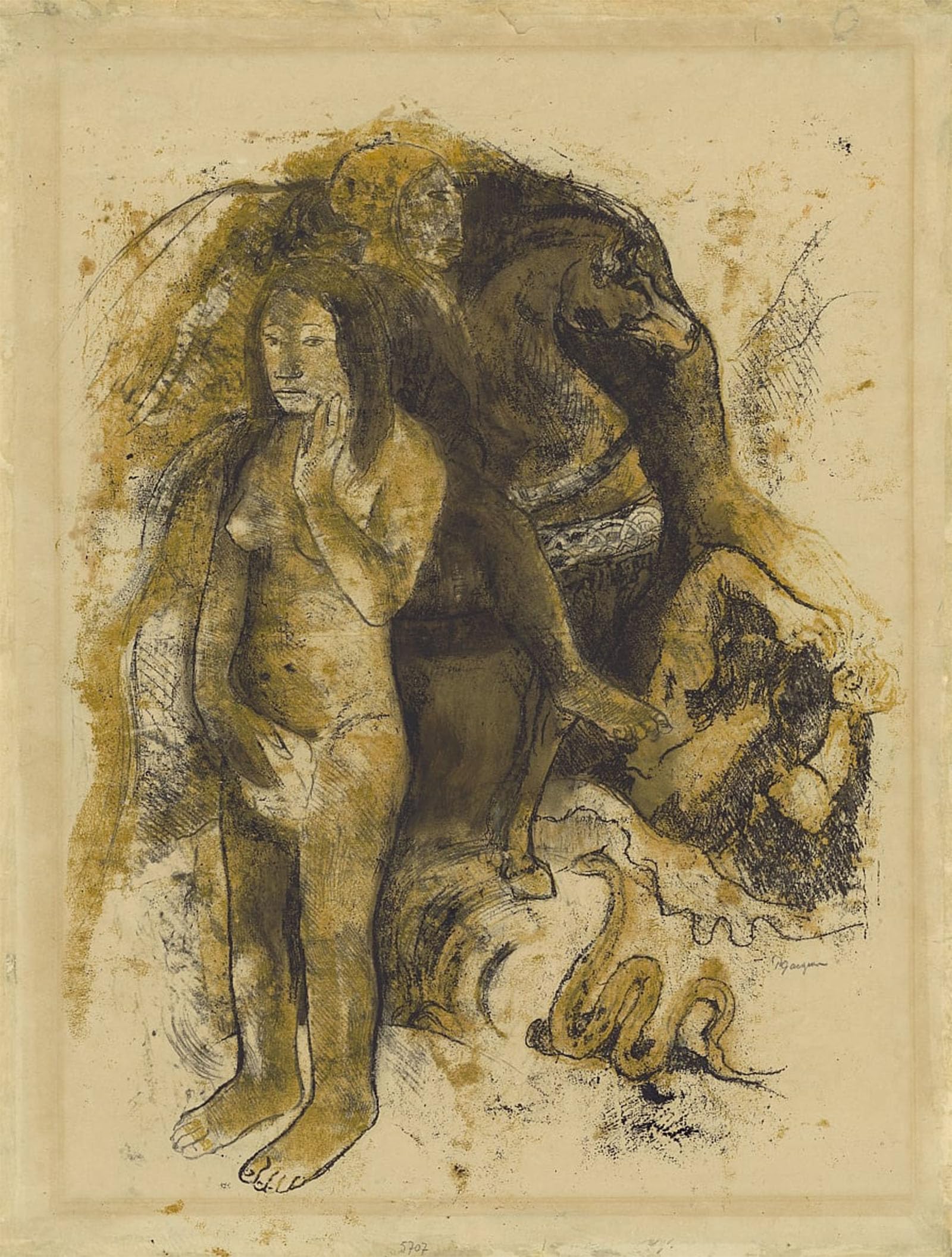 HRJUBWREE Oil Painting Prints on Canvas Painting Picture Eve by Paul Gauguin Artwork Canvas Prints for Home Decor 60x90cm