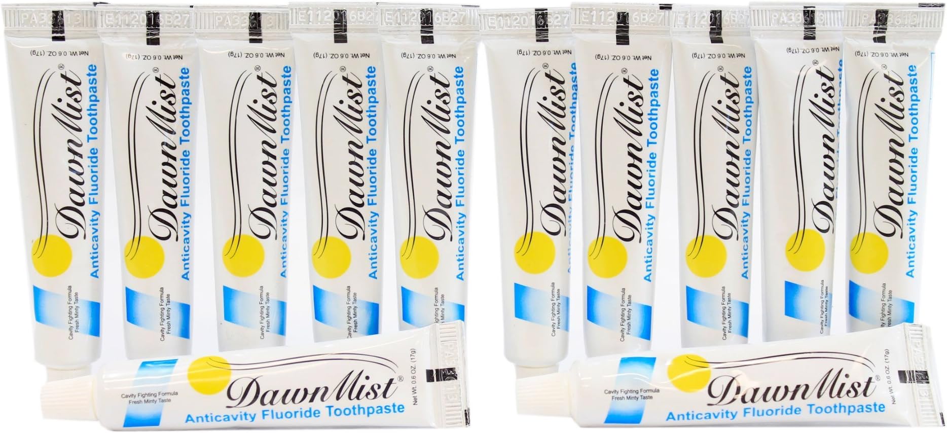 DawnMist Anticavity Flouride Toothpaste - 0.6 Ounce Tube - Pack of 12