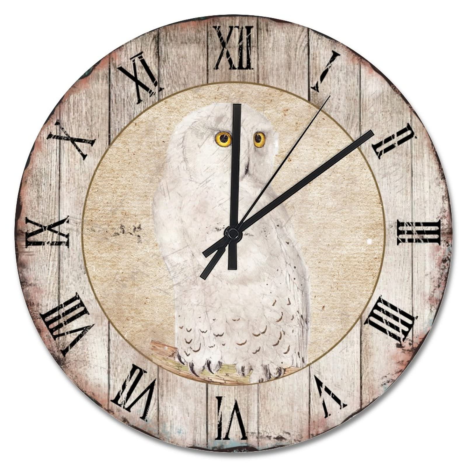 Horloge murale vintage silencieuse en bois style antique 38 cm