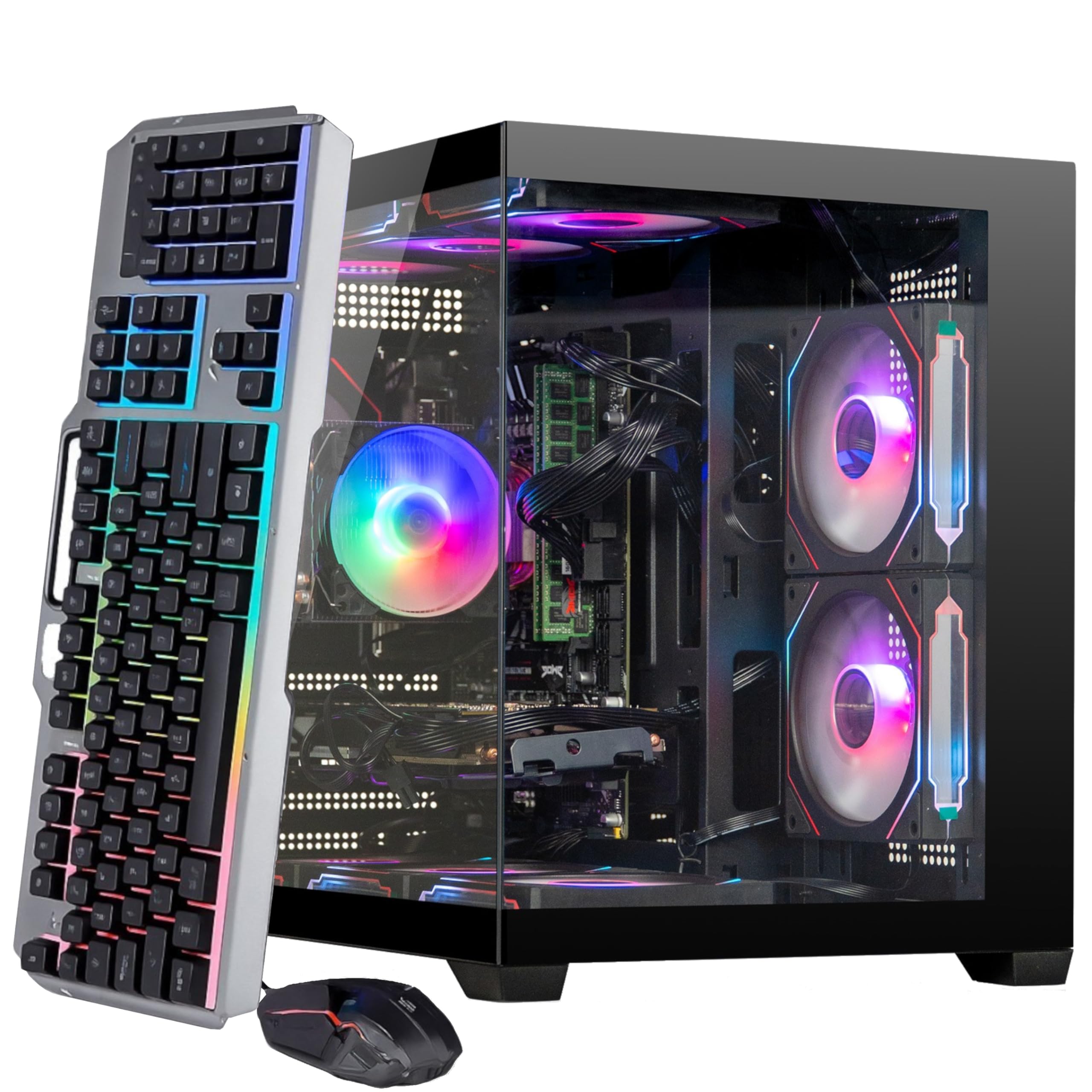 Gaming PC Desktop Computer – i7 11th Gen up to 4.9 GHz 16 Threads, RTX 2080 8GB, 32GB DDR4 RAM, 1TB NVMe SSD, Wi-Fi 6 & BT 5.4, 9× ARGB RGB Fans, Win11, 650W PSU, VR Ready Streaming Gaming Tower