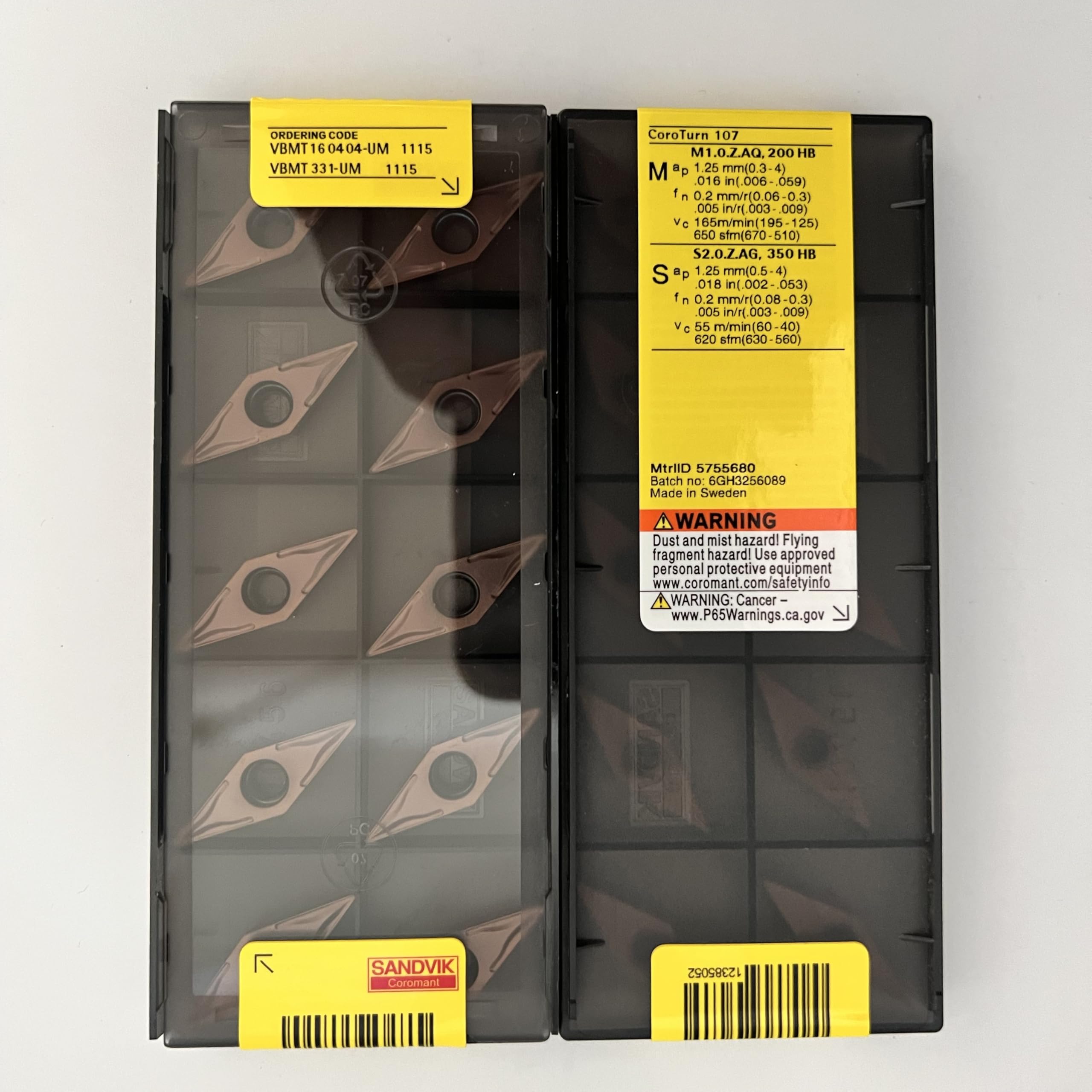 VBMT160404-UM 1115 / VBMT160404-UM 1125 / Cuchillas de carburo de tungsteno 10 unidades (VBMT160404-UM 1125)