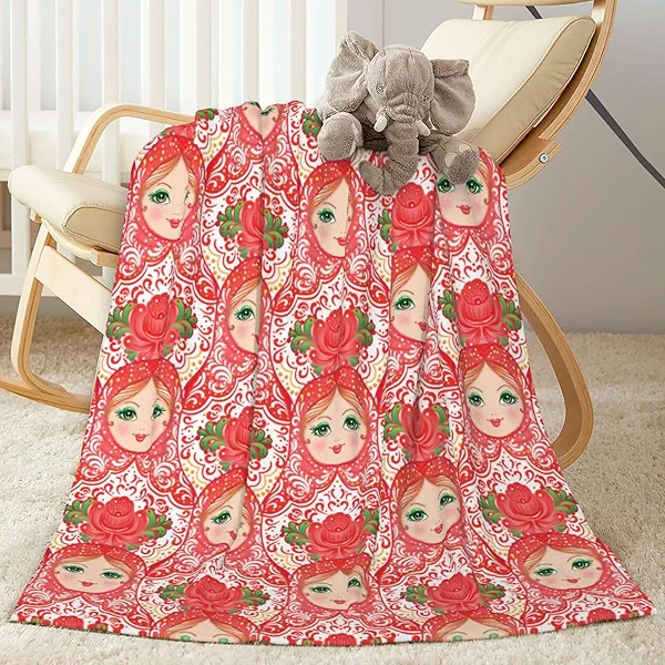 Duduho Traditional Russian Nesting Doll Baby Blanket Ultra Soft Throw Blanket All Season Warm Light Weight Cozy Plush Blankets for Home Bedroom Sofa Chair Travel, 40"X30"