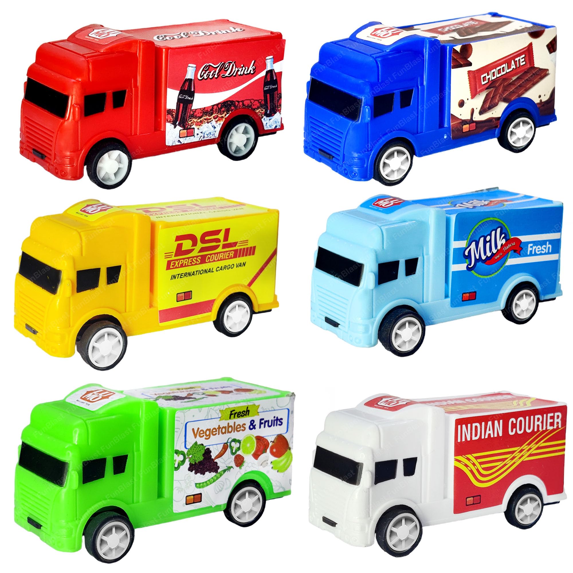 FunBlast Pull Push Van Toys, Set of 6 Pcs Vehicle Toys for Kids, Smoother and Speedier Cartoon Toy Vehicles for Children, Pull Back Toy Cars for 3+ Years Old Boys and Girls (Multicolor) (B0D9LJQ8X9) Amazon Price History, Amazon Price Tracker