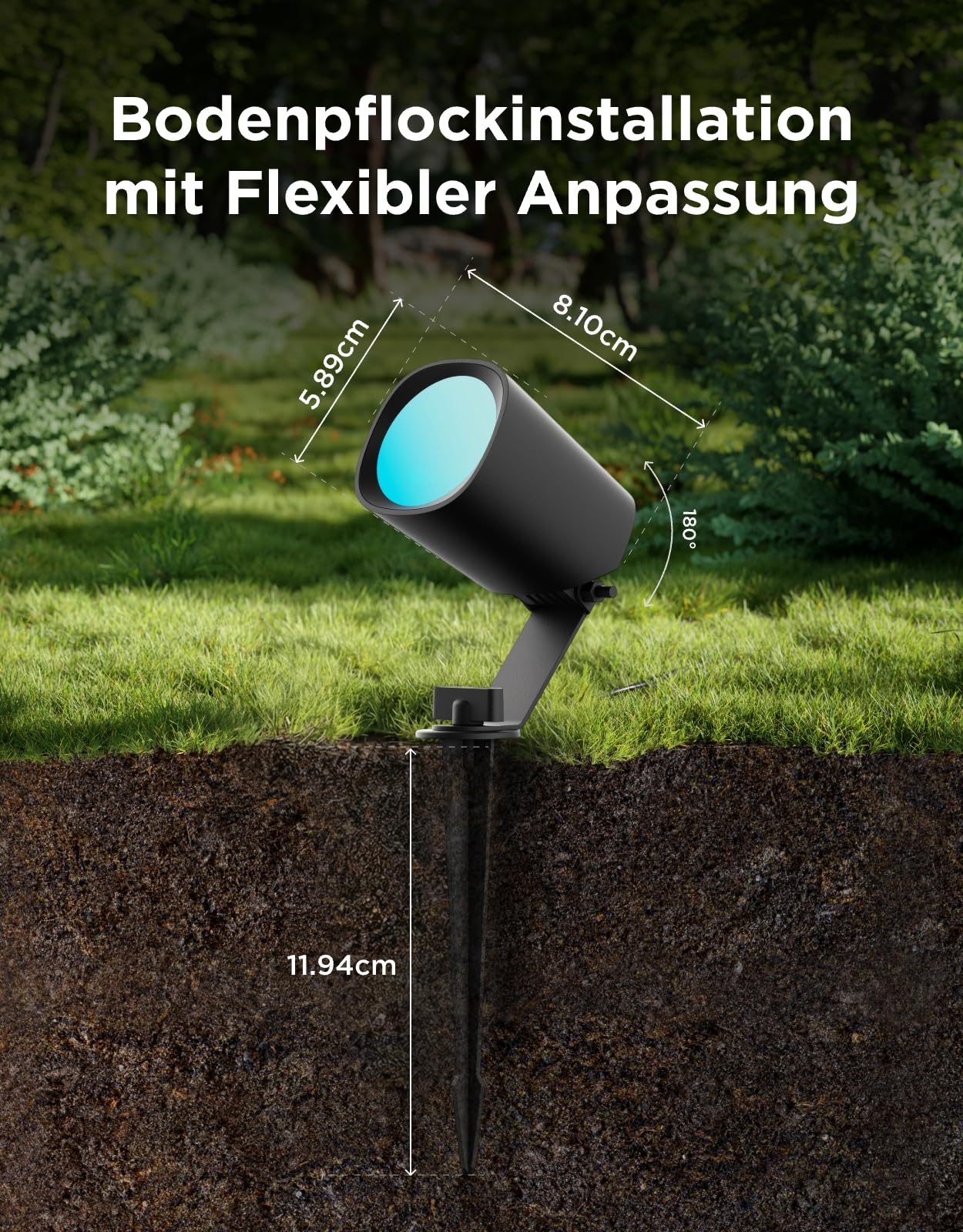 Govee Outdoor LED Strahler Lite IP67 RGBWIC Außenbeleuchtung 350lm 64 Modi 16 Mio Farben Google Assistant Matter 4er-Pack